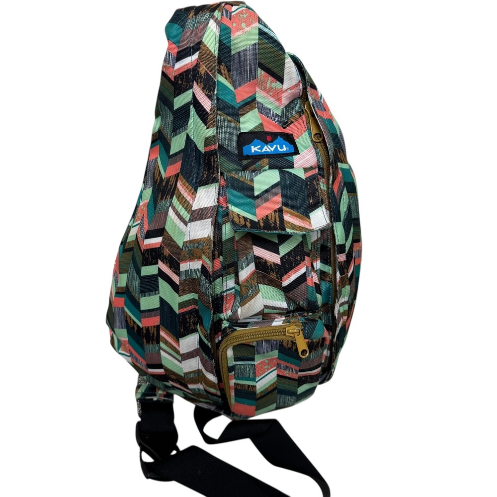 KAVU Coastal Blocks‎ Sling Bag Geometric Print Adjustable Strap Everyday Travel